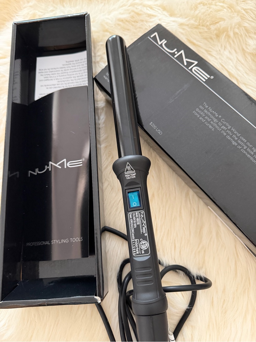 NuMe Black 25MM Curling Wand in Branded Box